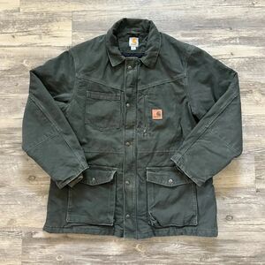 Vintage Carhartt 100110316 Olive Green Chore Barn Coat Size Large